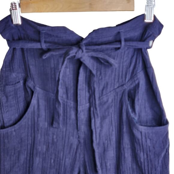 The Odells Womens Size 8 Kerala Pant‎ Crest Navy Blue High Tie Waist - Picture 4 of 9